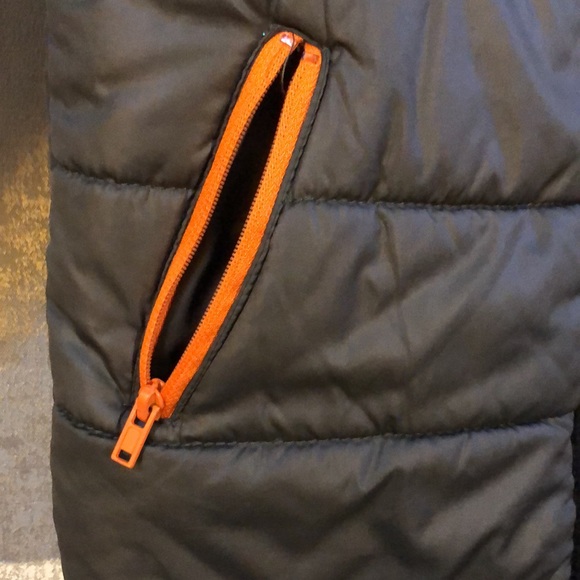 Body Glove boys hooded gray and orange puffer jacket orange zippers Size 5 - Picture 6 of 11